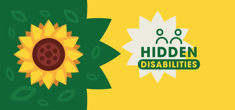 Hidden Disabilities Sunflower Awareness Card and Poster Template, Vector Design.