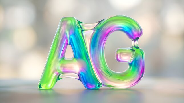 Stylized Ag letters with liquid glass effect and vibrant neon colors for digital branding and identity
