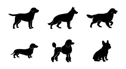 Fototapeta premium Set of dog silhouettes of different breeds