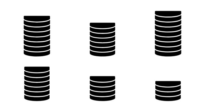 Set of stacks of coins of different heights, financial savings and investment concept