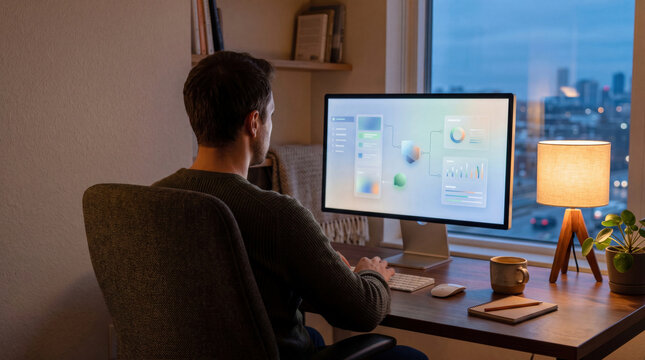 Evening home workspace using an AI assistant