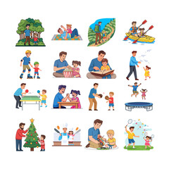 Fototapeta premium Father's day celebration with family outdoors and indoors activities