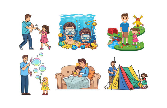 Father's day activities with family outdoors and indoors happily