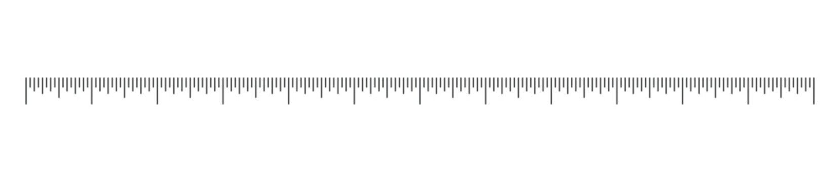 Horizontal ruler measurement template featuring precise calibration marks and interval spacing for architecture plans, mathematics education, technical graphics and engineering references materials