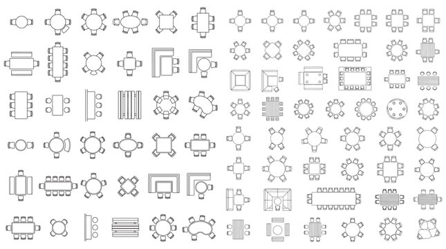 Table And Seating Plan Icons For Floorplans, Meetings, Events And Restaurant Layouts