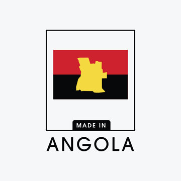 Made in Angola with a map label design for product packaging and an authentic product label.