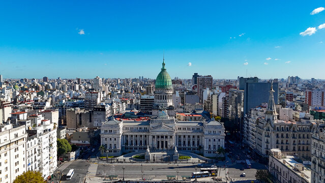 Argentine national congress building dominating buenos aires skyline