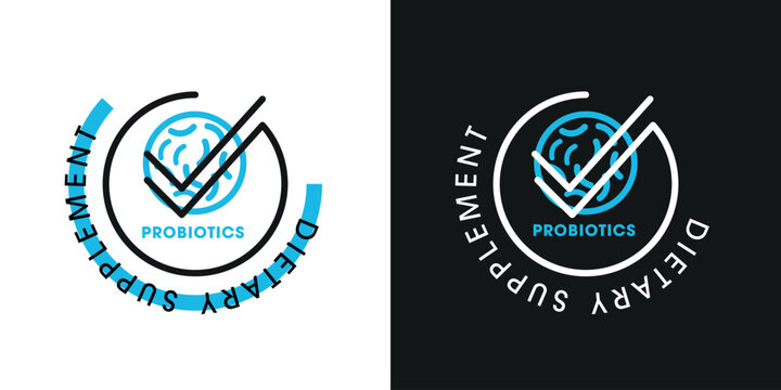 Probiotics Dietary Supplement Label Template Design, with Medicine Capsules for Healthy Lifestyle.