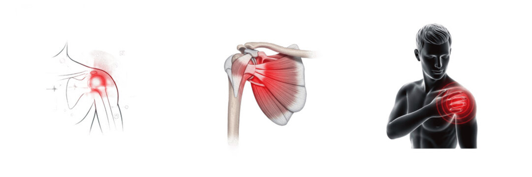 Shoulder Pain Concept Set: Medical Illustrations of Joint Inflammation and Injury PNGs