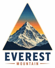 Fototapeta premium Mount Everest peak mountain silhouette logo design with sunrise gradient background