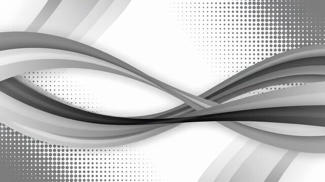 Abstract gray waves on white background with dot pattern