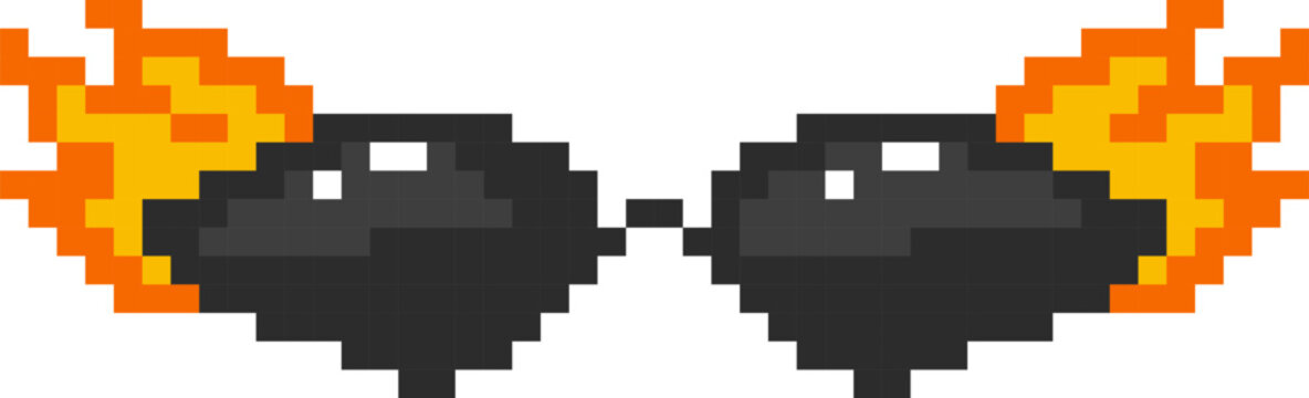 Sunglasses With Flame Wings Pixel Art