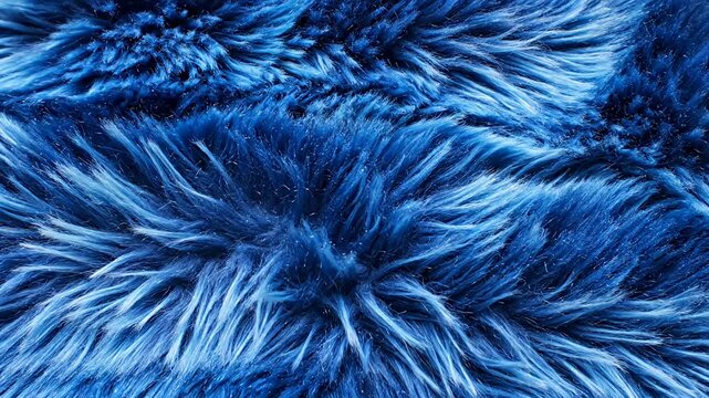 Close up of a blue fur textile showing texture and detail