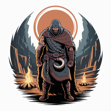 Medieval Knight in Armor Standing Alone.