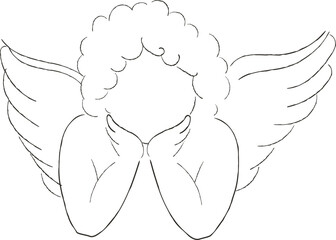 Fototapeta premium Cherub Resting Head In Hands Sketch