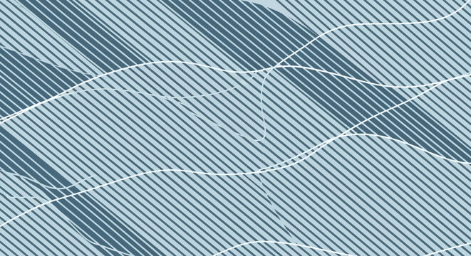 Abstract blue lines pattern with wavy shapes and diagonal stripes