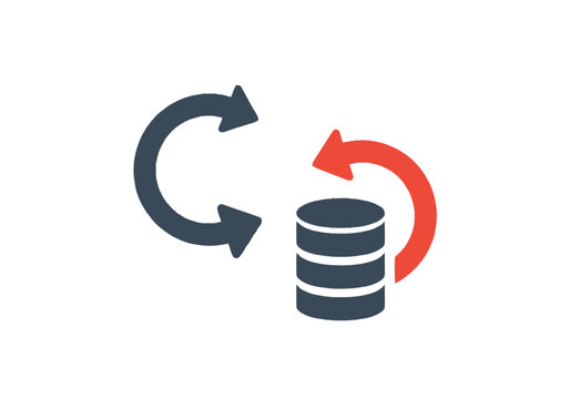 Database Synchronization and Backup Icon Vector for Data Management and Cloud Computing