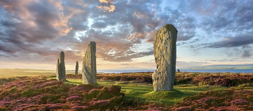 The Ring of Brodgar, circa 2,500 BC, Neolithic henge and stone circle, UNESCO World Heritage Site, Orkney, Scotland, United Kingdom