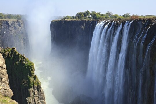 Victoria Falls, waterfall overlooking the gorge, Zambia