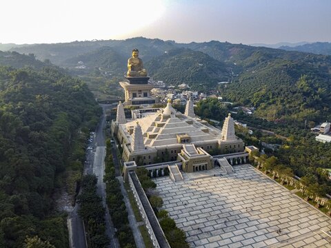 Aerial of Fo Guang Shan Monastery, Fo Gunag mountain or shan, Taiwan, Dashu District, Kaohsiung City, Taiwan
