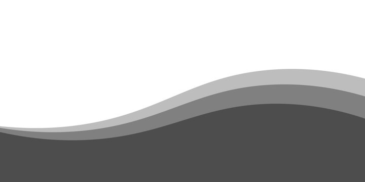Minimalist black and gray wave vector design with smooth flowing curves at the bottom, transitioning into a clean white background. Ideal for banners, footers, or modern layouts.