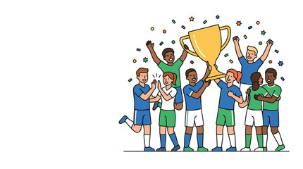 Diverse Soccer Team Celebrating Victory with Championship Trophy © Adam Azriel 