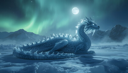 Naklejka premium Ice Dragon in Arctic