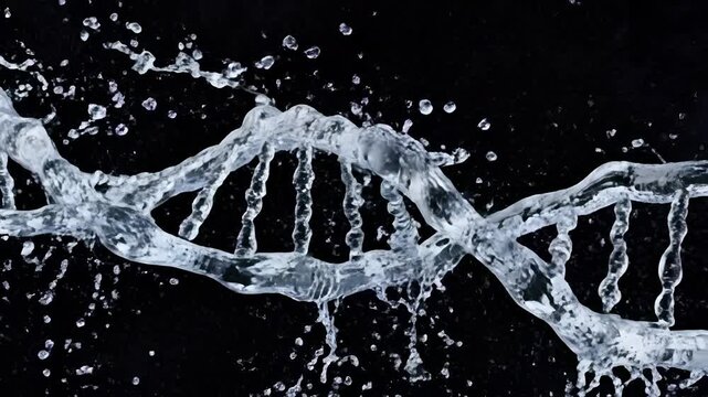 DNA structure made of water splashes and droplets.