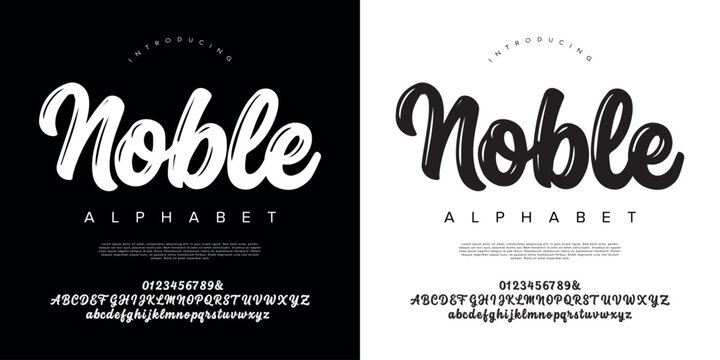 Noble elegant bold brush script font thick cursive handwritten typeface vector graphic