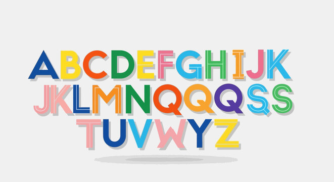 Colorful Alphabet Letters A-Z, Back to School Concept
