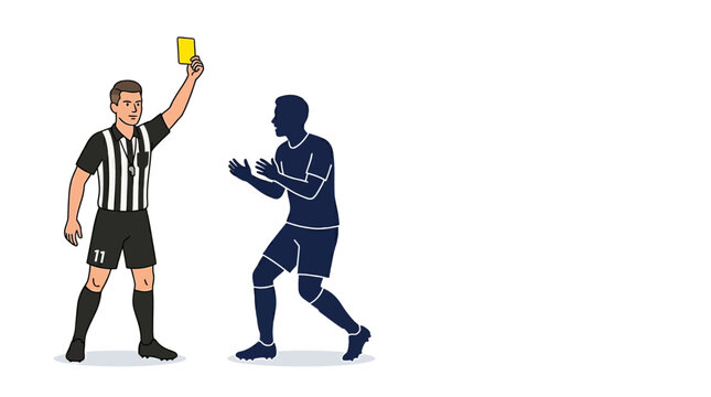 Soccer Referee Showing Yellow Card to Player Illustration