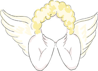 Fototapeta premium Cherub Resting With Wings Sketch
