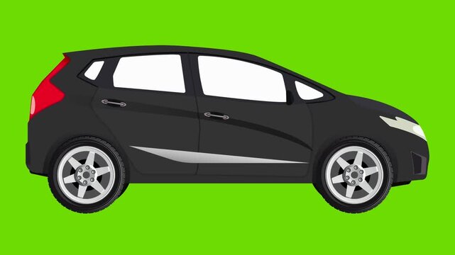 green car on white background