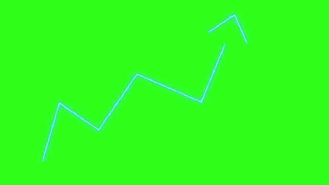 Animated blue electric arrow forming on a green screen background