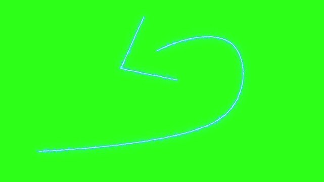 Animated blue electric arrow forming on a green screen background