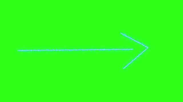 Animated blue electric arrow forming on a green screen background