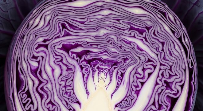 Vibrant Purple Cabbage Inner Layers.