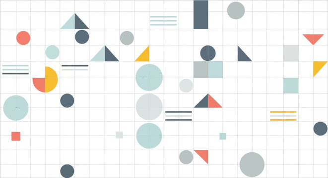Geometric Abstract Background with Circles, Triangles, and Squares