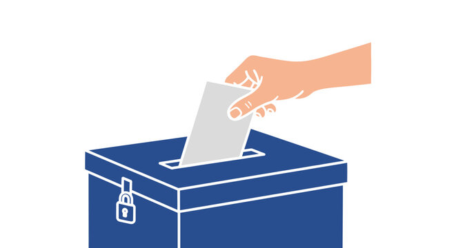 Illustration of Hand Casting a Vote in a Ballot Box