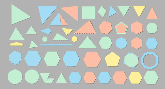 Geometric Shapes: Colorful Collection of Simple Forms on Gray Background