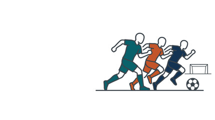 Obraz premium Minimalist Soccer Players Illustration Running with Ball