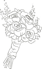 Obraz premium Bouquet Roses Wrapped Sketch