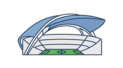 Minimalist Stadium Icon with Modern Architectural Roof Design © RB