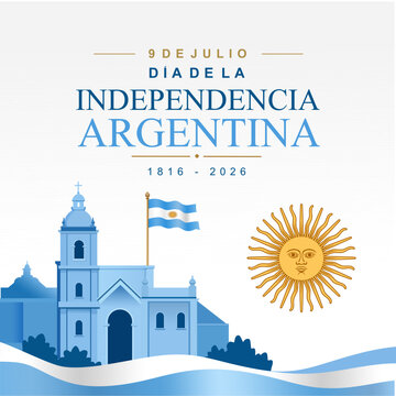 Dia de la Independencia Argentina 9 de Julio 2026 Vector Template. Means Argentina Independence Day 9 Juli 2026. Happy Argentina Independence Day banner template