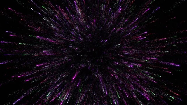 Abstract video of cosmic ultra-high speed space explosions and light rays.