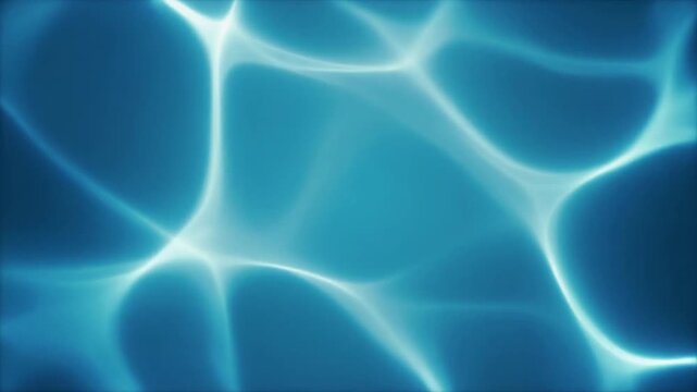 Blue underwater caustic video with bright light refraction patterns.
