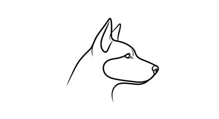 Minimalist line art illustration of a husky dog head in profile. © Awaludin