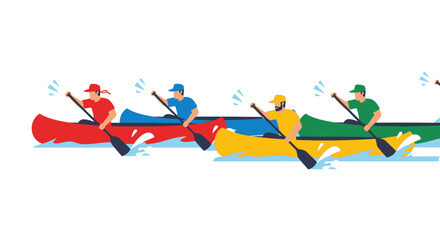 Canoe Race, Teamwork, Competition, Summer Sport, Colorful Boats © Fatim