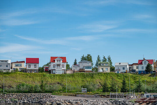Buildings in town of Husavik in Iceland