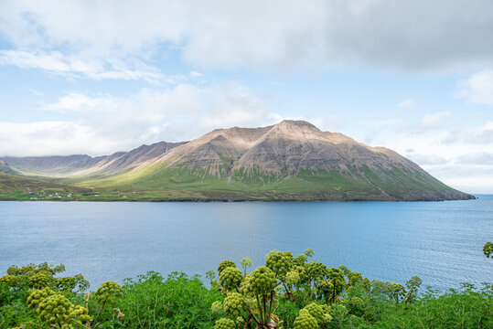 Beautiful mountain landscape of Olafsfjordur in Iceland